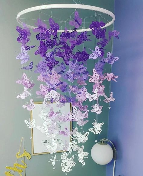 Butterfly Mobile/monarch Butterfly Chandelier Mobile/purple and White Butterflies/kids Room/baby Shower/butterfly Crib Mobile, Nursery Decor - Etsy Butterfly Chandeliers, Room Boys, Easy Valentine Crafts, Butterfly Mobile, White Butterflies, Butterfly Kids, Mobile Nursery, Teenager's Room, Large Paper Flowers