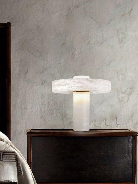 Tramonto Alabaster Table Lamp Illuminate your surroundings with the. Crafted from marble, this lamp effortlessly blends charm with modern design, elevating any room it graces. Versatile and one-of-a-kind, it's a must-have for any living space - be it a bedroom, office, or kitchen. Note: that the alabaster pattern varies from product to product, so the displayed image may be different. Dimensions Size: Dia 15″(38cm) x H 13.8″(35cm) Specification Material: Alabaster Finish: Alabaster Is Bulbs Incl Marble Furniture Design, Classic Wall Lights, Lamp Inspiration, Europe 2024, Crystal Wall Lighting, Marble Furniture, Classic Chandeliers, Unique Lamp, Staircase Lighting