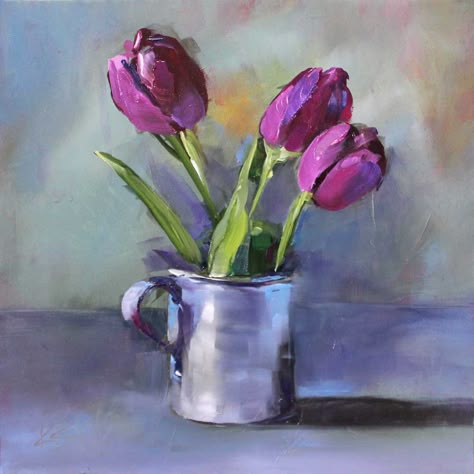 Hope, original oil painting by Kim Myers Smith Kim Smith, Tulip Painting, Flowers In A Vase, 수채화 그림, Oil Painting Flowers, Flower Art Painting, Pastel Drawing, Arte Floral, Pastel Art