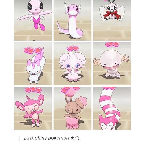 Cute Pokemon Aesthetic, Pretty Pokemon, Shiny Wooper, Shiny Espurr, Pink Pokemon, Furret Pokemon, Cute Pink Pokemon, Fairy Pokemon Aesthetic, Cute Shiny Pokemon