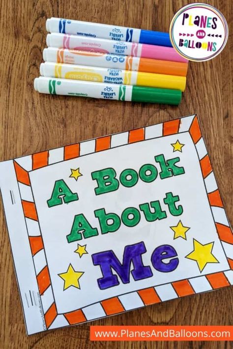 Book Week Activities For Preschoolers, All About Myself Preschool, All About Me Template Kindergarten, Ideas For All About Me Theme, 1st Week Of School Crafts, All About Me Books Preschool Free Printable, All About Me Project Middle School, My Favorites Preschool Activity, All A Out Me Preschool