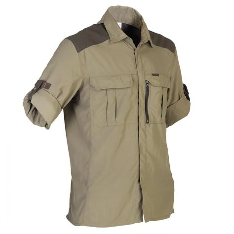 SOLOGNAC 520 Hunting Long-sleeved Lightweight Breathable Shirt - Men | Bramalea City Centre Hunting Shirts For Men, Safari Outfit, Hunting Shirts, Mens Khakis, Hiking Pants, Roll Up Sleeves, Shirts For Men, Clothes Gift, Decathlon