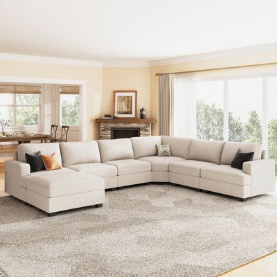 Experience the freedom of design with our modular U-shaped sectional sofa. Designed for those who crave both style and flexibility, its modular design allows you to reconfigure it according to your needs. The high-quality corduroy fabric not only adds a touch of elegance but also ensures durability and breathability, making it perfect for long hours of relaxation. With its generous size, this sectional offers spacious seating that is perfect for lounging or entertaining guests. Upgrade your livi Corduroy Sectional, Living Room Beige, Sofa Modular, Luxury Furniture Sofa, U Shaped Sectional Sofa, Sectional Sleeper Sofa, Fabric Sofa Bed, Corner Sofa Bed, Convertible Sofa Bed