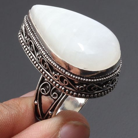 Rainbow moonstone ring