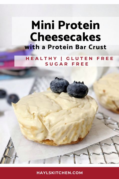 Protein Cheesecake Healthy, Protein Cheesecake Bites, Yogurt And Protein Powder, High Protein Cheesecake, Batch Baking, Protein Cheesecake, Small Batch Baking, Sugar Free Cheesecake, Protein Baking