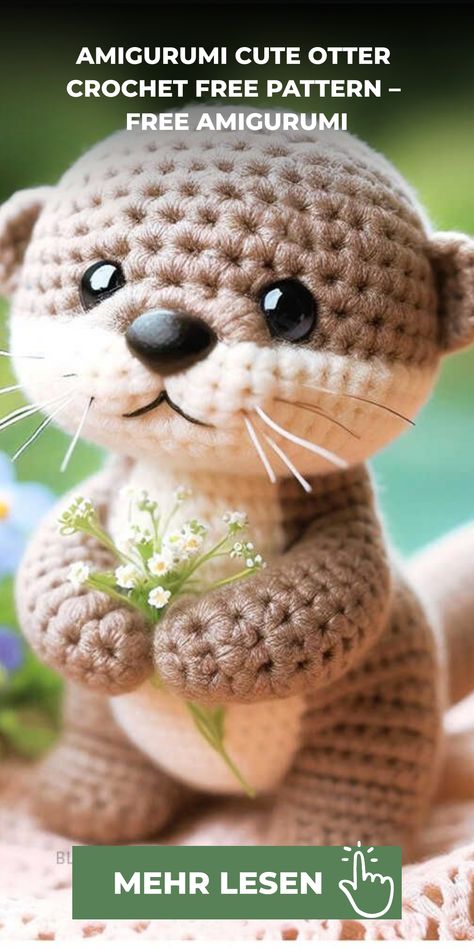 Otter Amigurumi Free Pattern, Otter Crochet Pattern Free, Crochet Otter Pattern, Otter Crochet Pattern, Otter Amigurumi, Otter Crochet, Crochet Otter, Pattern Free Amigurumi, Cute Otter