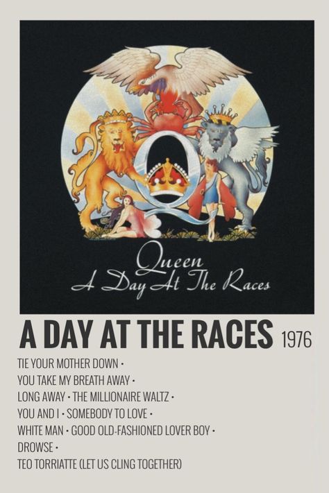 Queen Albums, Minimalist Music, Rock Band Posters, Vintage Music Posters, Music Poster Ideas, Queen Poster, Day At The Races, Film Posters Minimalist, Music Poster Design