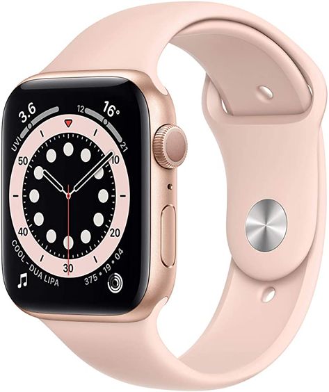 Apple Watch Series 6 GPS, 44mm Gold Aluminium Case with Pink Sand Sport Band - Regular: Amazon.co.uk Apple Smartwatch, Apple Watch Features, Digital Crown, Apple Watch Series 6, Smart Watch Apple, New Apple Watch, Sport Armband, Apple Watch Series 3, Pink Sports