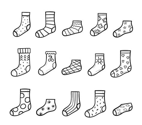 Drawing Socks Sketches, Cute Socks Drawing, Cartoon Socks Drawing, Socks Tattoo Ideas, Sock Tattoo Ideas, Socks Drawing Sketches, How To Draw Socks, Sock Doodle, Socks Tattoo