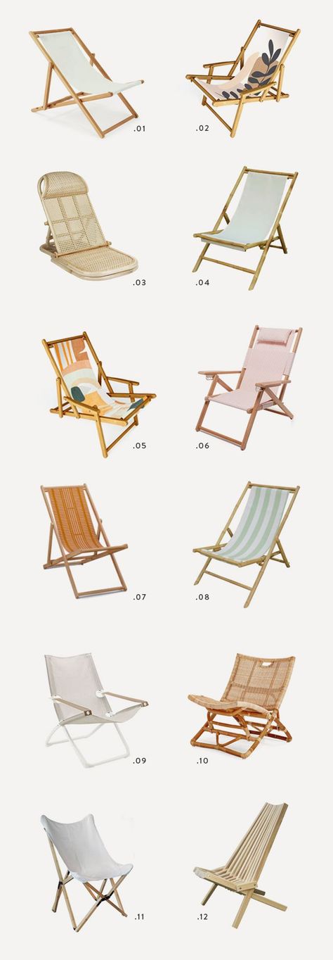 stylish outdoor folding lounge chairs | almost makes perfect | Bloglovin’ Fold Up Chairs, Picnic Chairs, Beach Lounge Chair, Rose House, Beach Furniture, Folding Lounge Chair, Folding Beach Chair, Outdoor Folding Chairs, Chris Loves Julia