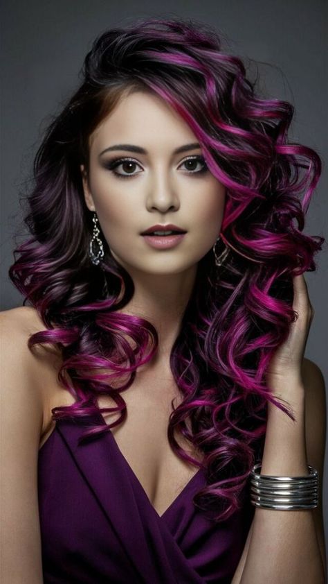 Dark Plum Hair Color, Plum Hair Color Ideas, Dark Plum Hair, Plum Hair Color, Magenta Hair Colors, Schwarzkopf Hair Color, Gold Balayage, Hair Color Plum, Magenta Hair