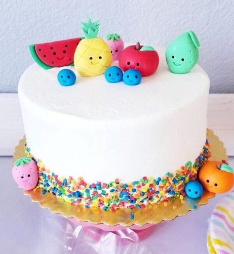 Twotti Fruity, Tutti Frutti Birthday Party, Tutti Frutti Party, Fruit Birthday Party, Fruity Cake, Fruit Birthday, Zucchini Cake, Fondant Cake Toppers, Fruit Party