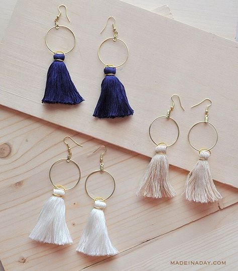 Back with yet another Trendy DIY Tassel project Tassel Hoop Earrings on the blog today tassels tasselearrings anthrohack jewelry earrings diy gold White Gold Jewelry Set, Diy Tassel Earrings, Anting Manik, Diy Jewelry To Sell, Diy Tassel, Gold Diy, Gold Jewelry Sets, Floral Pendant, Homemade Jewelry