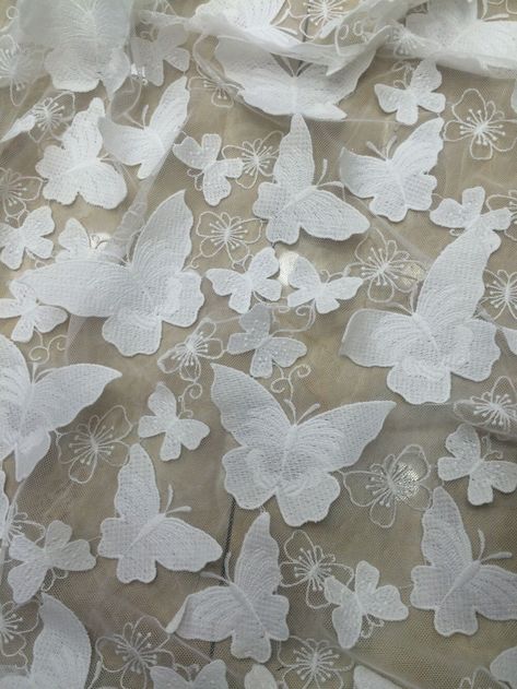 1 Yard off white 3D Butterfly Lace Fabric,wedding Dress,cotton Floral Embroidered on Netting,french Lace Fabric,bridal Dress Lace Fabric - Etsy Canada Upcycle Wedding, Fabric Wedding Dress, Teal Butterfly, Butterfly Lace, White Lace Fabric, Bridal Lace Fabric, Bridal Dresses Lace, 3d Butterfly, Cloth Flowers