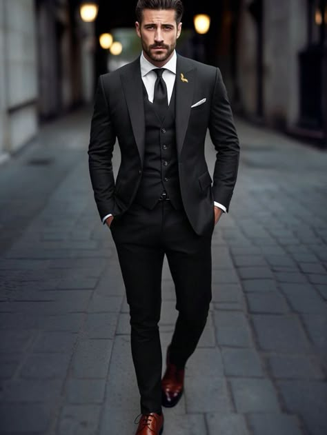 Male Suits Classy, Men Wedding Suits Modern, James Bond Suit, Men's Suiting, Wedding Suits Men Black, Groom Tuxedo Wedding, Formal Suits Men, Formal Wedding Suit, Party Dress Codes