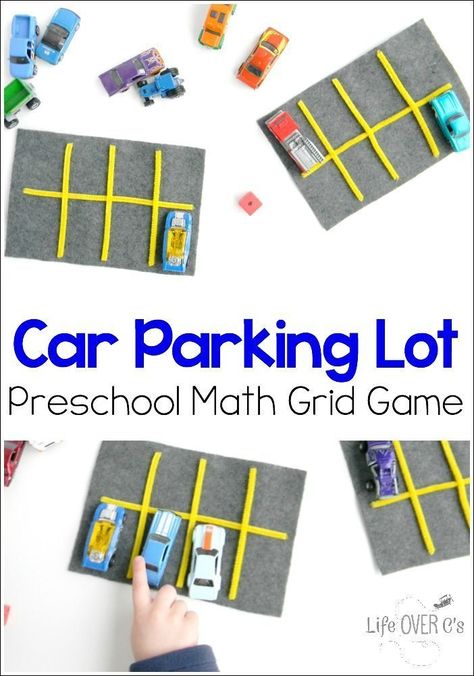 This parking lot grid game is a great way for kids to practice counting while playing with cars! Plus, lots of fun ideas for learning using small toys! Math Grid, Transportation Preschool Activities, Ideas For Learning, Transportation Theme Preschool, Grid Game, Preschool Math Games, Transportation Activities, Transportation Crafts, Transportation Preschool