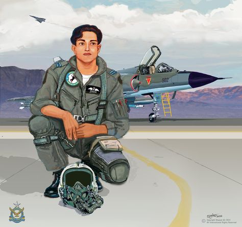 Digital Portrait of currrent Chief of the Air Staff Air Chief Marshal Zaheer Ahmed Babar Sidhu as young pilot by Shujaat Indian Air Force Drawing, Air Force Wallpaper, Indian Airforce, Army Drawing, Air Force Women, Army Images, Baby Ganesha, Airplane Fighter, Indian Air Force