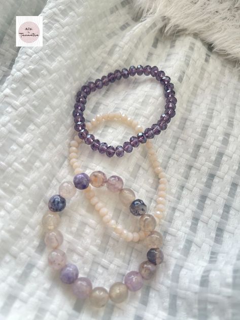 Pearl and Lavender Bracelet Stack Lavender Beaded Bracelet, Lavender Bracelet, Lavender Colour, Instagram Collage, Beads Bracelets, Crystal Beads Bracelet, Science Facts, Bracelet Stack, Beaded Bracelet