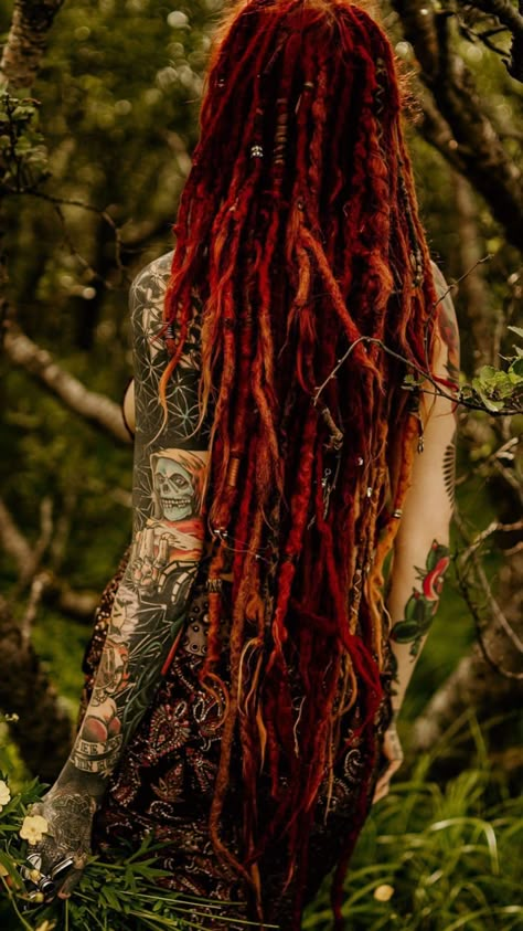 Orange Locs, Women With Dreads, Morgan Riley, Synthetic Dreads Hairstyles, Boho Dreadlocks, Red Dreadlocks, Red Dreads, Hippie Dreads, White Dreads