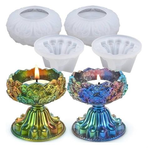 Tealight Candle Holder Silicone Mould - 1pc mould & 1pc lid high-quality tealight candle holder silicone moulds. - Perfect for creating elegant and functional resin candle holders. - Mould measures 7.1cm x 3cm, ensuring a precise and uniform shape. - Lid measures 6.9cm x 4.1cm, completing the stylish design. - Durable silicone material allows for easy release of finished products. - Create stunning handmade gifts or home décor items with these molds. - Ideal for crafters, DIY enthusiasts, and ar Tea Light Holder Wedding, Resin Candle, Resin Art Supplies, Unique Candle Holders, Crystal Holder, Homemade Ornaments, Candle Holders Wedding, Diy Candle Holders, Tealight Candle Holder