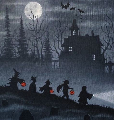 Helloween Wallpaper, Vintage Halloween Art, رع�ب نفسي, Halloween Artwork, Halloween Illustration, Halloween Painting, Old Disney, Season Of The Witch, Halloween Images