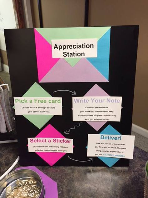 Employee Appreciation Day Ideas Free Printable, Appreciation Station At Work, Public Service Recognition Week Ideas, Work Competition Ideas, Customer Service Week Ideas Activities, Employee Break Room Ideas, Breakroom Ideas, Teacher Appreciation Notes, Appreciation Station