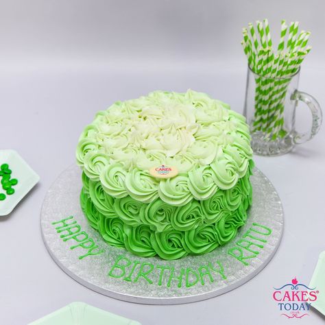 Green Colour Cake Design, Green Colour Cake, Lime Green Cake, Mixed Fruit Jam, Ombre Cakes, Cakes Gluten Free, Green Birthday Cakes, Poppy Cake, Two Layer Cakes