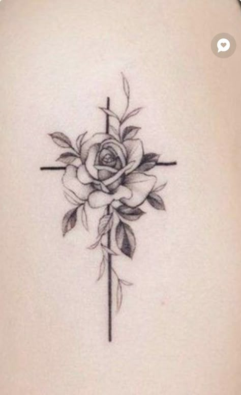 Rose And Rosary Tattoo, Rose Tattoo With Cross, Cross Tattoo Back Of Neck, Cross Tatoos Woman, Cross Tattoo On Ankle, Rose And Cross Tattoos, Tattoo Cross For Women, Cross Rose Tattoo, Cross And Rose Tattoo