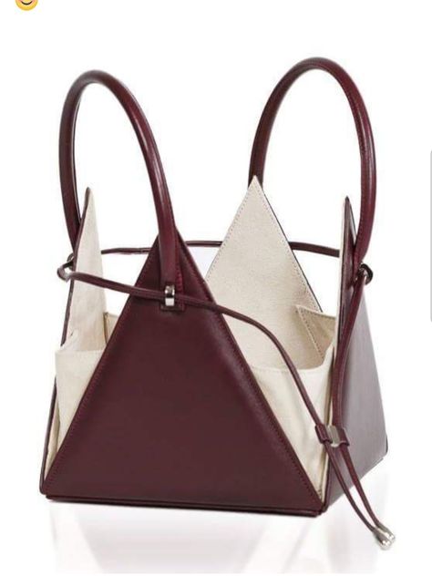 Burgundy Handbag, Triangle Bag, Unique Handbags, Bucket Bags, Cute Purses, Leather Projects, Sewing Bag, Hand Bags, Diy Bag