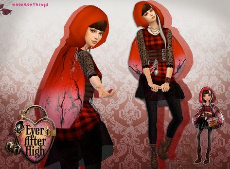 Sims 4 Red Riding Hood Cc, Ever After High Sims 4, Sims 4 Ever After High Cc, Sims 4 Monster High Cc, Cerise Hood, The Big Bad Wolf, Sims 4 Anime, Sims 4 Teen, Sims 4 Dresses