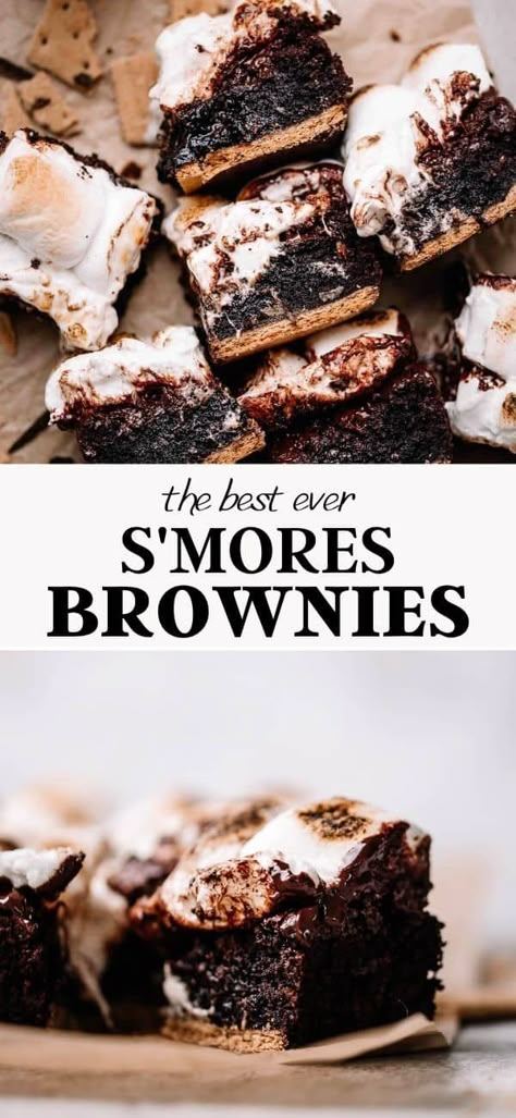 Smores Brownies Recipe, Brownie Skillet, Chic Food, Easy Smores, Brownies Recipes, Smores Dessert, Fudgy Brownie, Brownie Desserts, No Bake Brownies