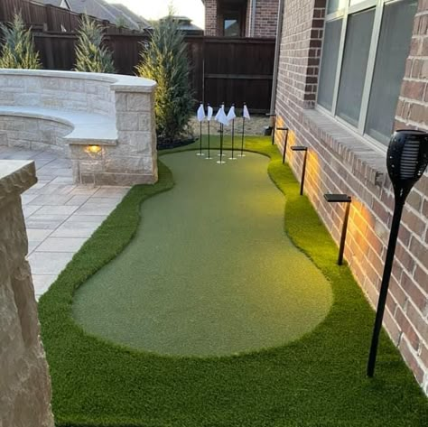 Game Backyard, Backyard Astroturf Ideas, Putt Putt Backyard, Backyard Chipping Green, Backyard Turf, Backyard Putt Putt Golf Diy Ideas, Mini Putt Putt Backyard, Yard Putt Putt, Astro Turf Backyard