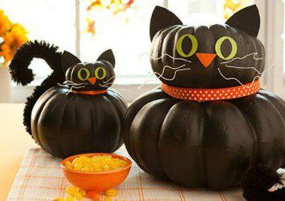 35 Choice Cat Crafts | HubPages Halloween Cat Ears, No Carve Pumpkin Decorating, Indoor Ideas, Hallowen Ideas, Chat Halloween, Diy Halloween Decor, Pumpkin Ideas, Indoor Decoration, Scary Pumpkin