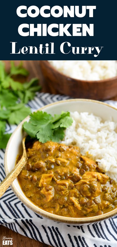 Lentils Chicken Recipe, Curry Dinner Ideas, Chicken Thigh And Lentil Recipes, Green Lentil And Chicken Recipes, Chicken Lentil Curry Recipes, Lentil Recipes With Chicken, Lentils With Chicken, Chicken Lentils And Rice, Recipes With Lentils And Chicken