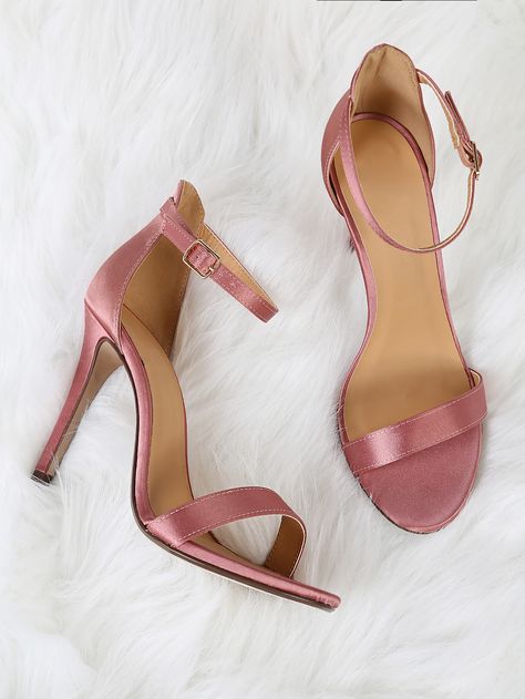 Shop Adjustable Ankle Strap Satin Stiletto Heel MAUVE online. SheIn offers Adjustable Ankle Strap Satin Stiletto Heel MAUVE & more to fit your fashionable needs. Pink Prom Shoes, Prom Shoes High Heels, Mauve Shoes, Mauve Heels, Pink High Heel Shoes, Shoes Heels Classy, Pink High Heels, Ankle Strap Pumps, Platform High Heels