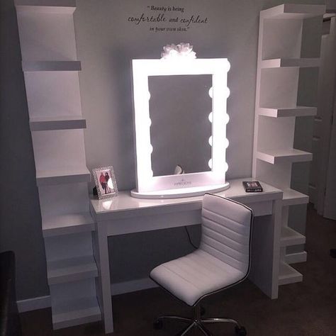 Create the ultimate primping station with these gorgeous vanity sets Makeup Room Ideas, Diy Vanity, Vanity Room, Glam Room, Makeup Rooms, Makeup Room, Vanity Table, Ikea Hacks, Beauty Room