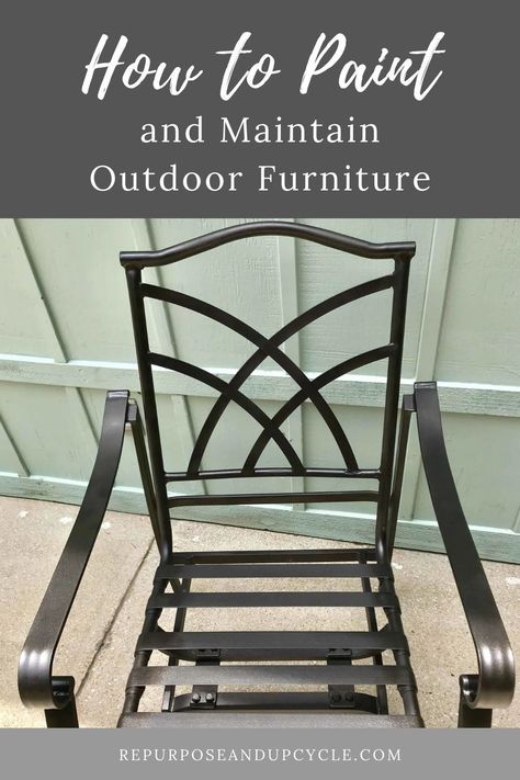 Outdoor furniture can be just as important as indoor furniture, if you know how to keep it up. A big part of knowing how to take care of it, is knowing how to paint it if it ever needs to be touched up. There’s no need to throw away a good piece of furniture just because it’s been through a little weather. Let me show you how to paint and maintain outdoor furniture to last. Revamp Outdoor Furniture, How To Spray Paint Outdoor Furniture, Redoing Patio Chairs, How To Paint Patio Furniture, Redo Outdoor Chairs, Metal Outdoor Furniture Ideas, Repaint Outdoor Furniture Metals, Refresh Patio Furniture, Refurbish Outdoor Furniture