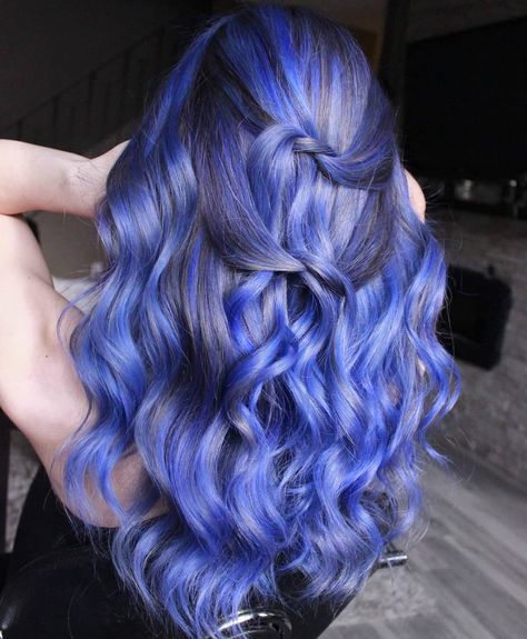 Perrywinkle Hair, Periwinkle Highlights, Periwinkle Hair, Blue Hair Color, Dyed Hair Pastel, Summer Highlights, Night Hairstyles, Lavender Hair, Pretty Hair Color