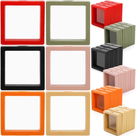 PRICES MAY VARY. Package: 30pcs plastic floating frame display holders. It is made of plastic frame, durable PET membranes. Lightweight and easy to arrange. Suitable for kinds of small items. Dimensions: square frame size: 2.7" L x 2.7" W, Display screen size: 2.2" x 2.2". These display cases will display your valuable small items clearly and safely. 6 color single display boxes. Offer kinds of choice to display your items, and can choose suitable colors for your items. Simple set up, these squa Small Photo Display, Mini Brands Display, Rock Display Case, Challenge Coin Display, Unique Framing, Card Displays, Frame 3d, Apartment Goals, Art Fairs