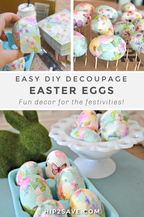 Need a fun and easy DIY Easter craft? Make brilliant decoupage Easter eggs using paper napkins! It's such a creative way decorate. #diy #easter #easterdiy #decoupage #craft #eastercraft #holiday #easydiy #diydecor Decoupage Easter Eggs, Decoupage Eggs, Diy Decoupage, Napkin Decoupage, Easter Stuff, Spring Easter Crafts, Peter Cottontail, Easter Egg Crafts, Easter Eggs Diy