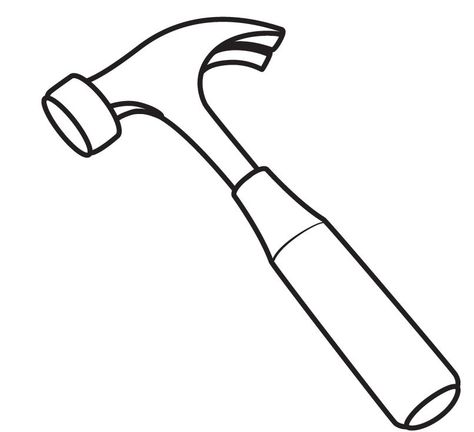 hammer Hammer Coloring Page, Hammer Drawing Easy, Cartoon Hammer, Hammer Images, Hammer Drawing, Hammer Tattoo, Traditional Tattoo Drawings, Christmas Ornament Coloring Page, Preschool Crafts Fall