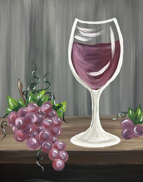 Wine Glass and Grapes Painting | Here's the full tutorial of the wine glass and bunch of grapes painting I showed you the other day! 🎨🍇 #art #artist #painting #tutorial #howto #beginner... | By Emily Seilhamer Art Wine Glass Painting Canvas, Easy Wine Glass Painting On Canvas, Wine Glass Art Paintings Canvas, Grape Wine Glass Painting, Grapes Painting, Wine And Grapes Painting, Green Grapes Painting, Wine Glass Drawing, Glass Drawing