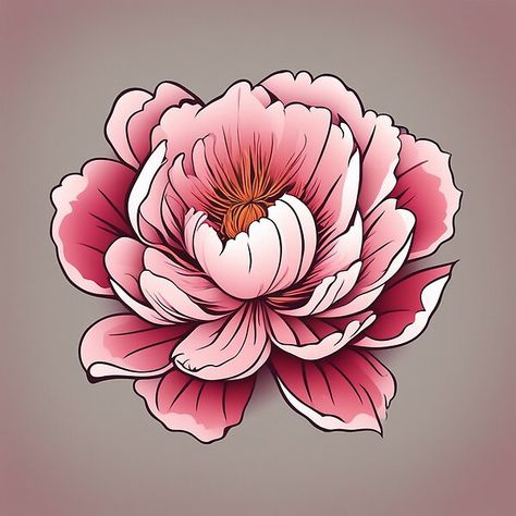 Pink Peony Pop Art Peony Illustration, Color Gradients, Flower Sleeve, Bookmaking, Red Peonies, Peonies Bouquet, Month Flowers, Pink Peony, Birth Month Flowers