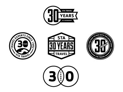 Dribbble - STA Travel 30th Anniversary Logo Creative by Tyler Anthony Anniversary Logos, Retro Type, Anniversary Design, 100 Logo, Elephant Rock, Anniversary Logo, Ipad Lettering, Logos Inspiration, Sports Logos