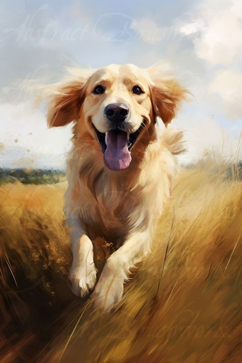 Chai Painting, Abstract Dog Painting, Golden Retriever Illustration, Golden Retriever Wallpaper, Golden Retriever Drawing, Golden Retriever Painting, Golden Retriever Art, Labrador Art, Dog Portraits Art