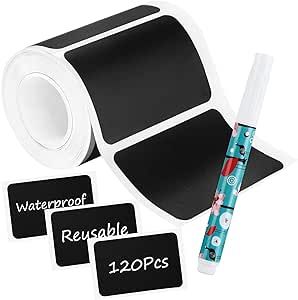 Chalkboard Labels, Waterproof Blackboard Reusable Sticker Label with 1 Erasable Chalk Liquid Markers, 120 Pcs Removable Stickers for Storage Bins, Mason Jars, Bottle, Pantry, Office (A-Rectangular) Chalk Labels, Chalkboard Stickers, Erasable Markers, Storage Labels, Liquid Chalk Markers, Chalkboard Labels, Chalk Pens, Liquid Chalk, Sticker Storage