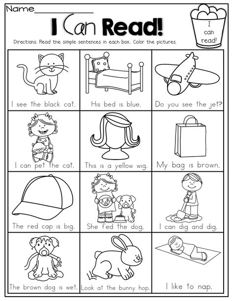 Simple sentences with sight words, CVC words and matching pictures ! Reading Art Activities, Sentences With Sight Words, Reading Sentences, Simple Sentence, Cvc Worksheets, Sight Word Sentences, Matching Pictures, Kindergarten Language Arts, Cvc Word