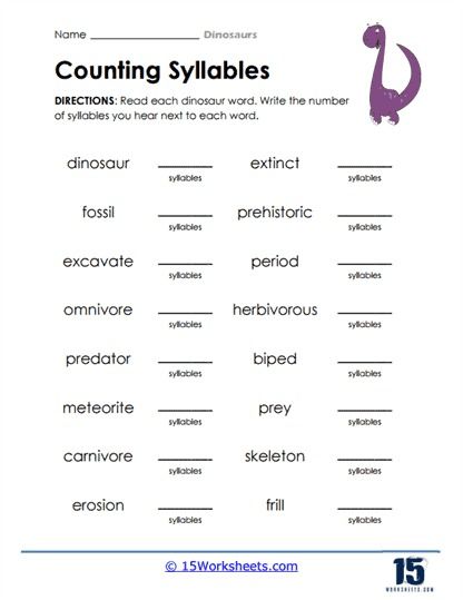 Counting Syllables Worksheet - 15 Worksheets.com Syllables Worksheet, Counting Syllables, Showers Ideas, Holiday Science, Multisyllabic Words, Kindergarten Social Studies, The Worksheet, Boys And Girls Club, Teaching Skills