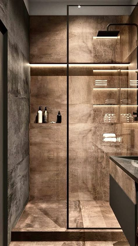 تصميم دورة مياه, Bathroom Design Black, Modern Small Bathrooms, Bilik Air, Desain Pantry, Bathroom Shower Design, Bathroom Decor Luxury, Washroom Design, Bathroom Design Inspiration