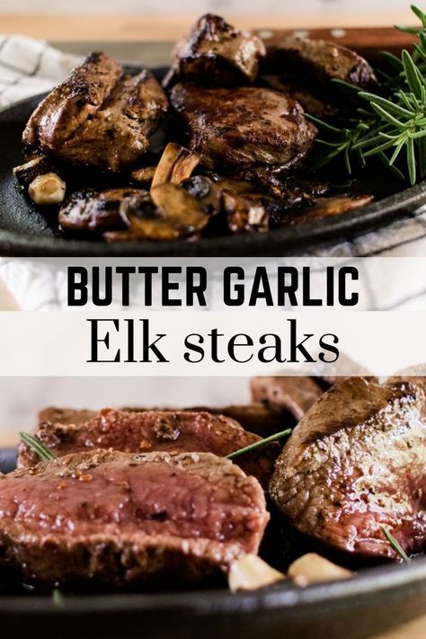 Elk Back Strap Recipes, Elk Ribeye Recipe, Elk Steak Recipes Crock Pots, Recipes For Deer Steak, Butterfly Steak Recipes, Deer Sirloin Recipes, Antelope Steak Recipes, Moose Steak, Deer Steak Recipes Skillet